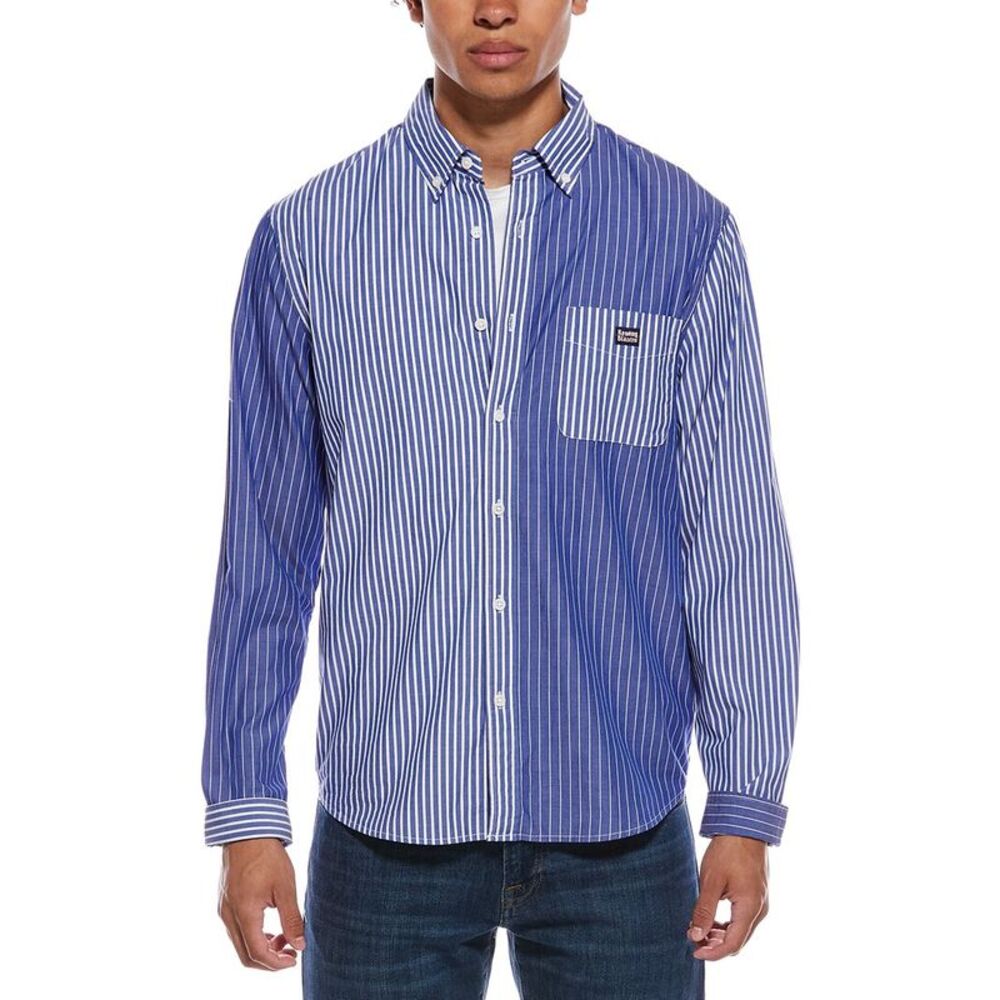 Rowing Blazers Mens  Cocktail Stripe Shirt, Blue